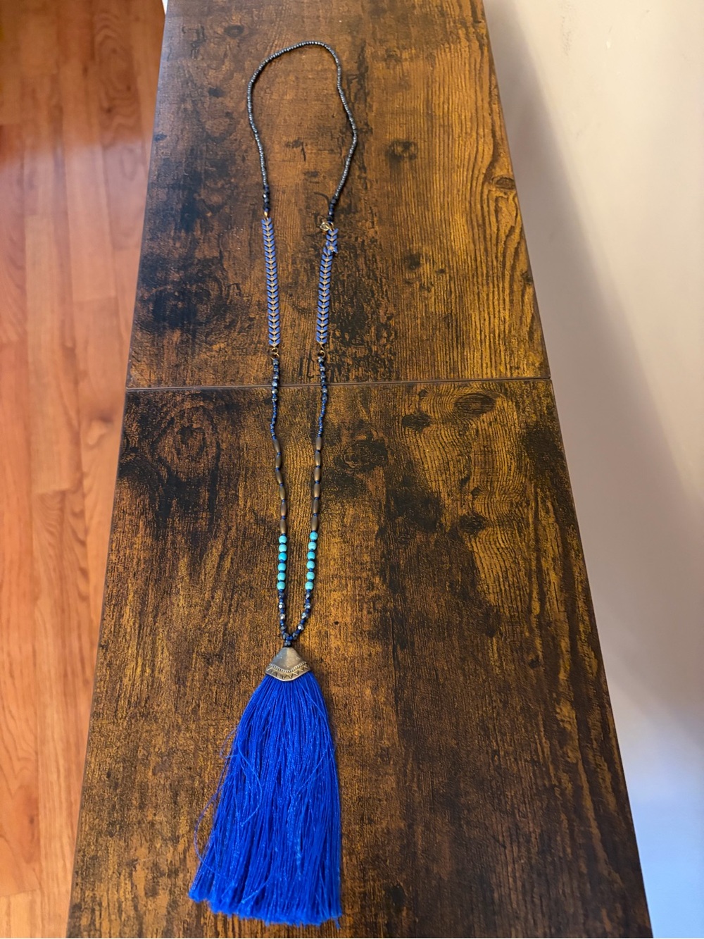 Blue Tassel Bead Necklace - Women Jewelry